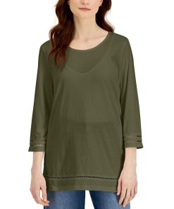 Karen Scott Women's Lattice-Trim Top, Created For Macy's
