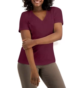 Karen Scott Cotton V-Neck Top, Created For Macy's -CeCe cloth-shop 21268849 fpx