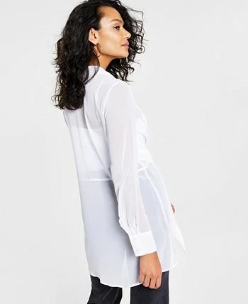 Bar III Women's Long-Sleeve Tie-Front Top, Created For Macy's - Image 2