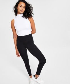 Bar III Women's Mock-Neck Compression Bodycon Top, Created For Macy's