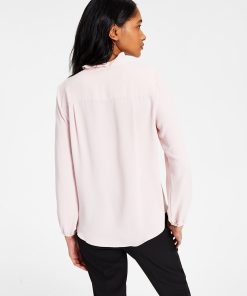 Bar III Women's Long Sleeve Ruffled Blouse, Created For Macy's -CeCe cloth-shop 21359550 fpx
