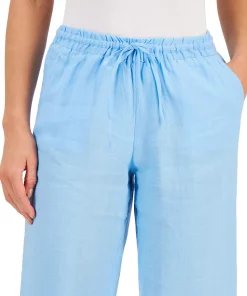 Charter Club Women's Linen Capri Tie-Waist Pants, Created For Macy's -CeCe cloth-shop 21533929 fpx