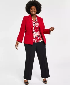 Kasper Plus Size Crepe One-Button Blazer 19 Kasper Plus Size Crepe One-Button Blazer -CeCe cloth-shop 21584615 fpx