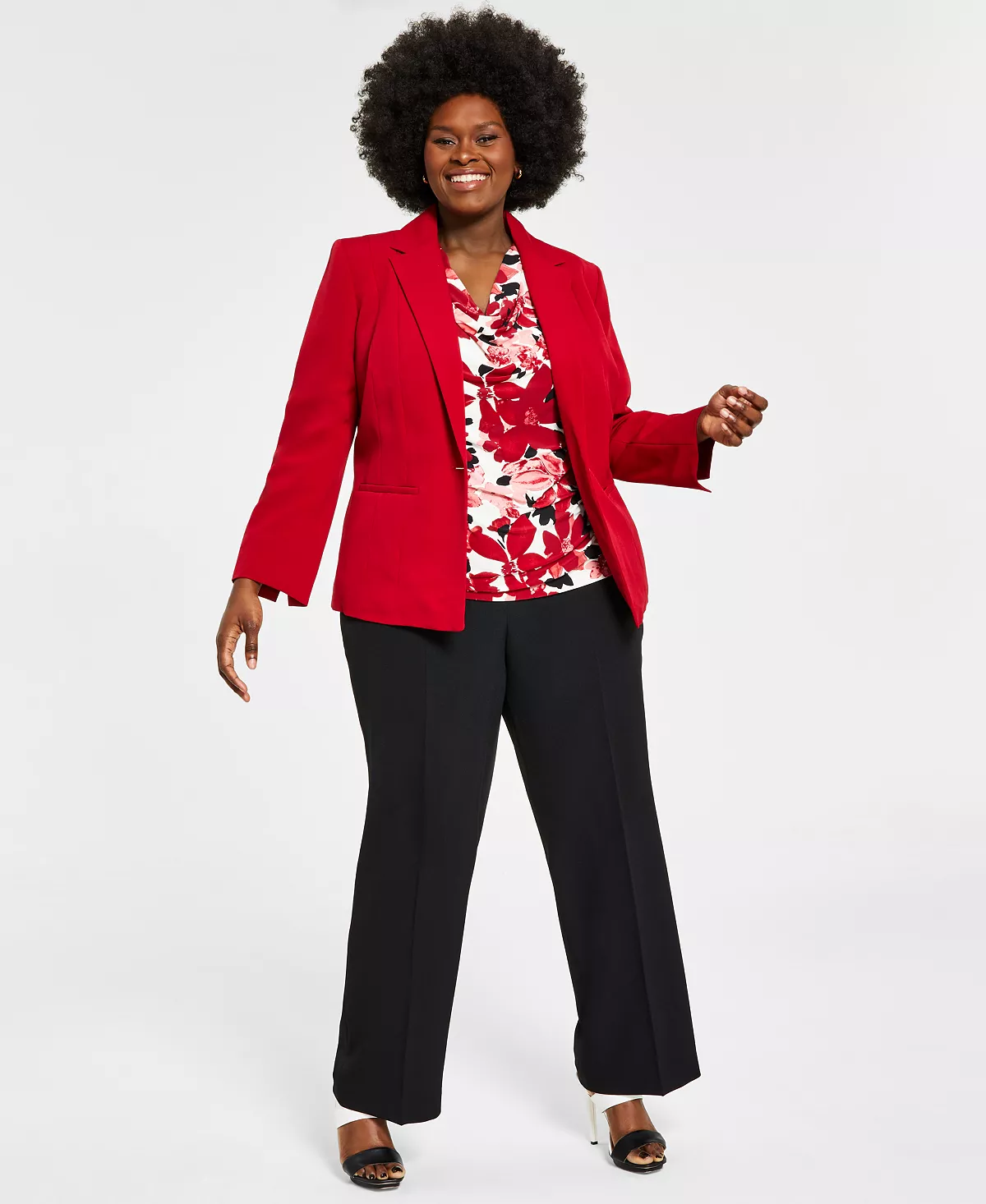 Kasper Plus Size Crepe One-Button Blazer 9 Kasper Plus Size Crepe One-Button Blazer - Image 9