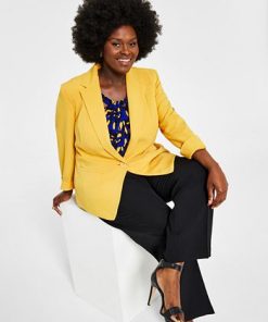 Kasper Plus Size Crepe One-Button Blazer 13 Kasper Plus Size Crepe One-Button Blazer -CeCe cloth-shop 21584628 fpx