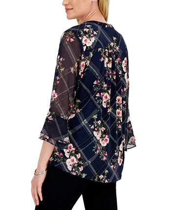 Women's Etching Garden Top, Created For Macy's Charter Club Women's Etching Garden Top, Created For Macy's -CeCe cloth-shop