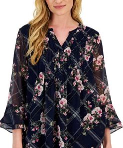 Charter Club Women's Etching Garden Top, Created For Macy's 2 Charter Club Women's Etching Garden Top, Created For Macy's -CeCe cloth-shop 21585135 fpx