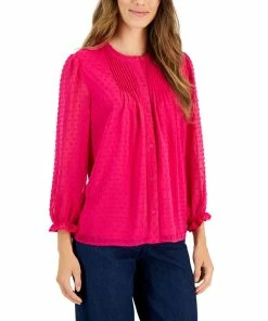 Charter Club Women's 3/4-Sleeve Pintuck Blouse, Created For Macy's