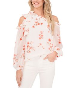 CeCe Women's Cold-Shoulder Bow Top