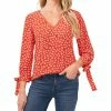 CeCe Women's Floral-Print Tie-Sleeve Top