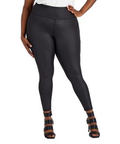 INC International Concepts Plus Size Shine Compression Leggings, Created For Macy's