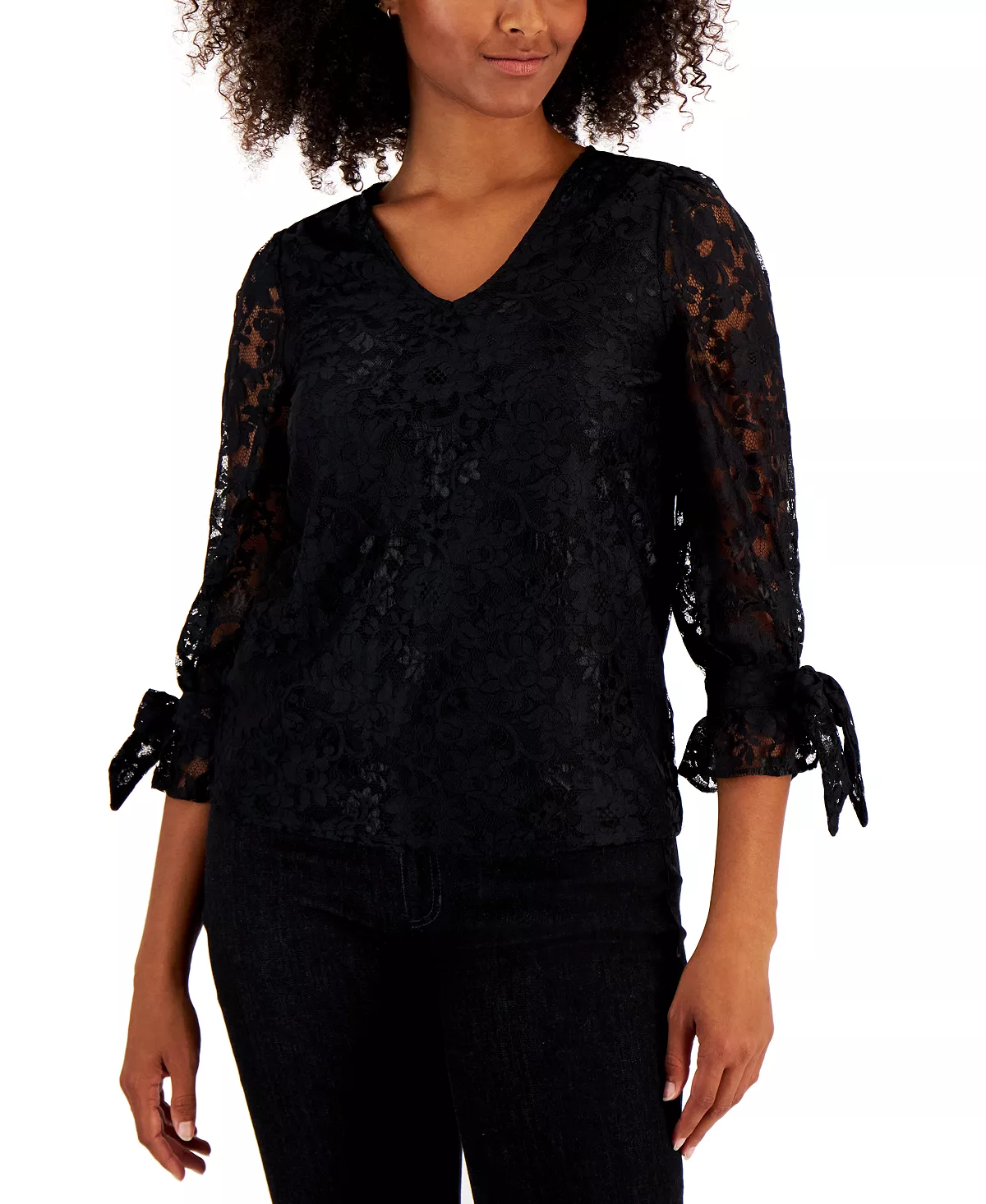 Charter Club Women's Lace Overlay Top, Created For Macy's 3 Charter Club Women's Lace Overlay Top, Created For Macy's - Image 3
