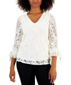 Charter Club Women's Lace Overlay Top, Created For Macy's