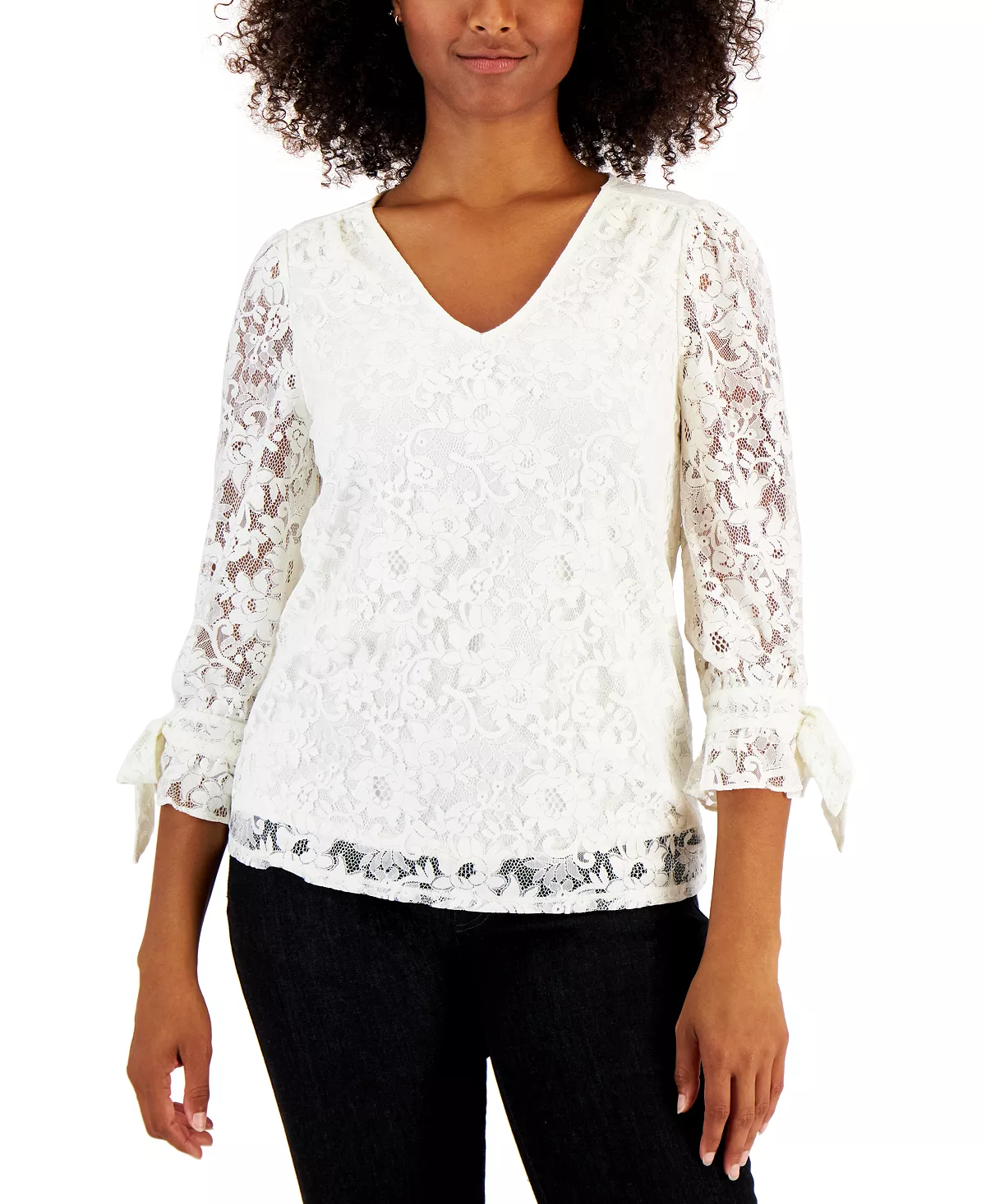Charter Club Women's Lace Overlay Top, Created For Macy's 2 Charter Club Women's Lace Overlay Top, Created For Macy's - Image 2