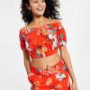 Bar III Women's Printed Off-The-Shoulder Smocked Top, Created For Macy's