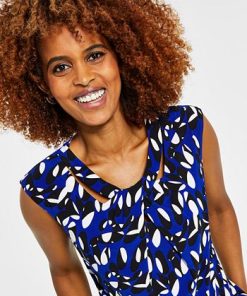 Kasper Women's Printed Twist-Neck Blouse -CeCe cloth-shop 21651790 fpx