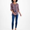 Bar III Women's Tie-Neck Tassel Tunic Top, Created For Macy's