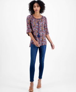 Bar III Women's Tie-Neck Tassel Tunic Top, Created For Macy's