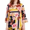 JM Collection Women's Printed Bell-Sleeve Top, Created For Macy's