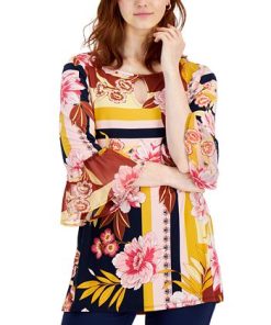 JM Collection Women's Printed Bell-Sleeve Top, Created For Macy's 2 JM Collection Women's Printed Bell-Sleeve Top, Created For Macy's -CeCe cloth-shop 21721366 fpx