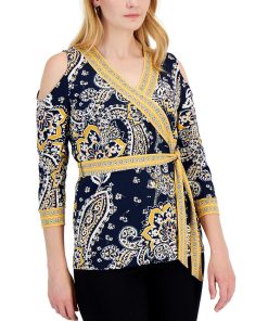 JM Collection Women's Nancy Border-Print Top, Created For Macy's