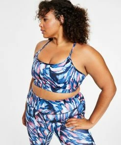ID Ideology Plus Size Brushstroke-Print Low-Impact Sports Bra, Created For Macy's