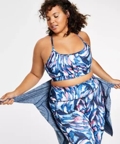 ID Ideology Plus Size Brushstroke-Print Low-Impact Sports Bra, Created For Macy's -CeCe cloth-shop 21722944 fpx
