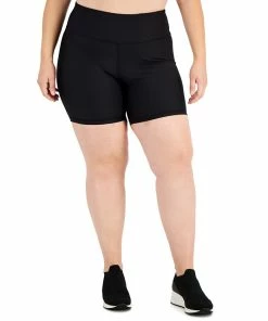 ID Ideology Plus Size Ribbed Pull-On Bicycle Shorts, Created For Macy's