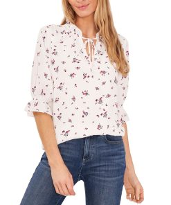 CeCe Women's Tie-Neck Floral-Print Blouse