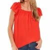 CeCe Ruffled Square-Neck Top