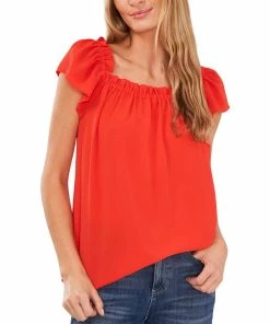 CeCe Ruffled Square-Neck Top