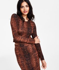 Bar III Women’s Printed Cropped Top, Created For Macy’s