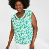 Kasper Plus Size Sleeveless Printed Twist-Neck Top