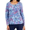 Karen Scott Women's Folk Floral Printed Top, Created For Macy's