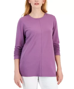 Karen Scott Women's Seam-Front French Terry Tunic, Created For Macy's -CeCe cloth-shop 21768284 fpx