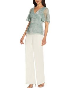 Adrianna Papell Women's Metallic Printed Flutter-Sleeve Top -CeCe cloth-shop 21825846 fpx