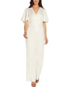 Adrianna Papell Women's Flutter-Sleeve Wide-Leg Jumpsuit