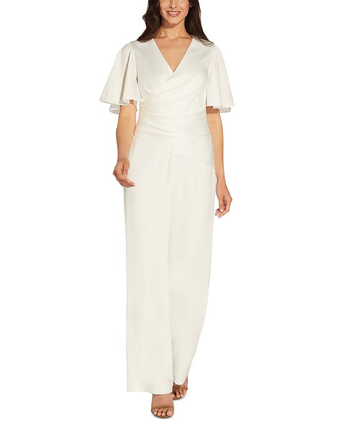 Adrianna Papell Women's Flutter-Sleeve Wide-Leg Jumpsuit 1 Adrianna Papell Women's Flutter-Sleeve Wide-Leg Jumpsuit