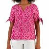 Charter Club Women's Linen Tie-Sleeve Top, Created For Macy's