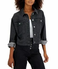 INC International Concepts Women's Printed Denim Tucker Jacket, Created For Macy's