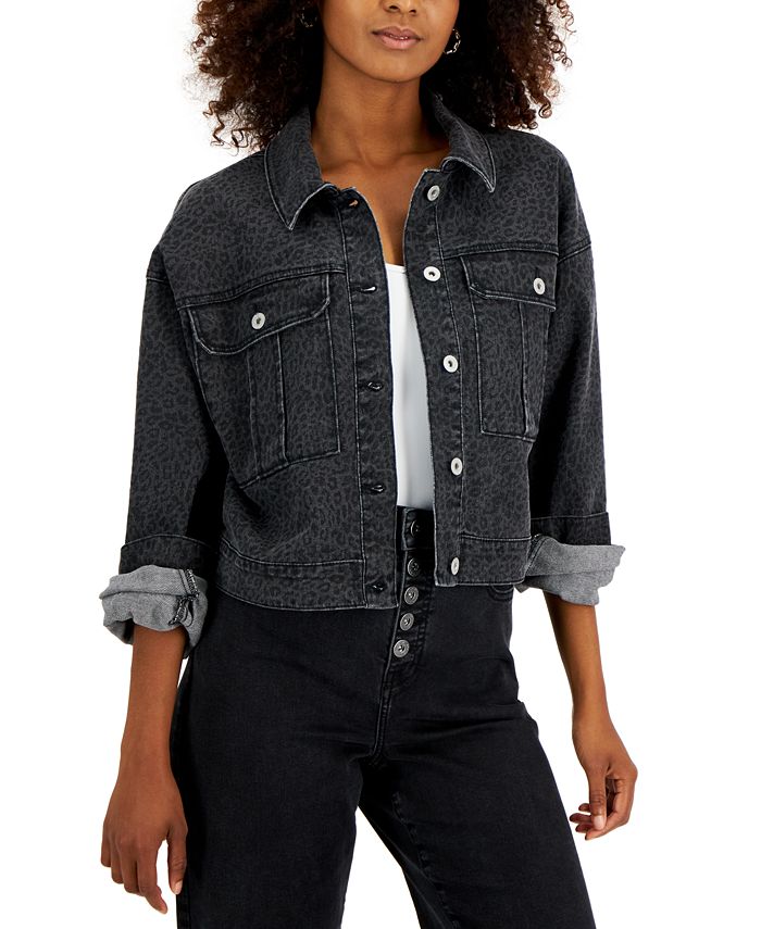 Women's Printed Denim Tucker Jacket, Created For Macy's INC International Concepts Women's Printed Denim Tucker Jacket, Created For Macy's -CeCe cloth-shop