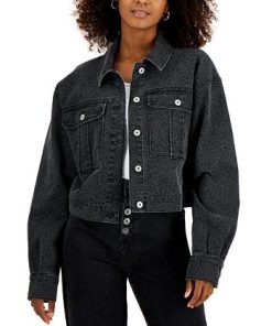 INC International Concepts Women's Printed Denim Tucker Jacket, Created For Macy's 2 INC International Concepts Women's Printed Denim Tucker Jacket, Created For Macy's -CeCe cloth-shop 21861677 fpx