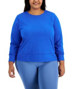 ID Ideology Plus Size Retro Recycled Long-Sleeve Top, Created For Macy's
