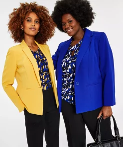 Kasper Plus Size Crepe One-Button Blazer 18 Kasper Plus Size Crepe One-Button Blazer -CeCe cloth-shop 21870116 fpx 1