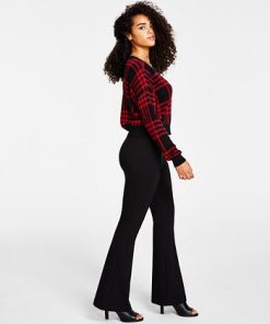 Bar III Women's Ponté-Knit Flare-Leg Pants, Created For Macy's -CeCe cloth-shop 21880951 fpx