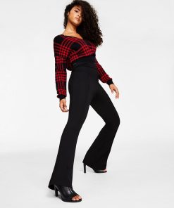 Bar III Women's Ponté-Knit Flare-Leg Pants, Created For Macy's -CeCe cloth-shop 21880952 fpx