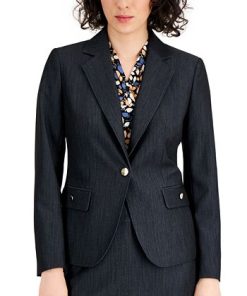 Anne Klein Women's Denim One-Button Jacket -CeCe cloth-shop 21881443 fpx