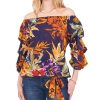 Vince Camuto Women's Printed Off-The-Shoulder Bubble-Sleeve Challis Blouse