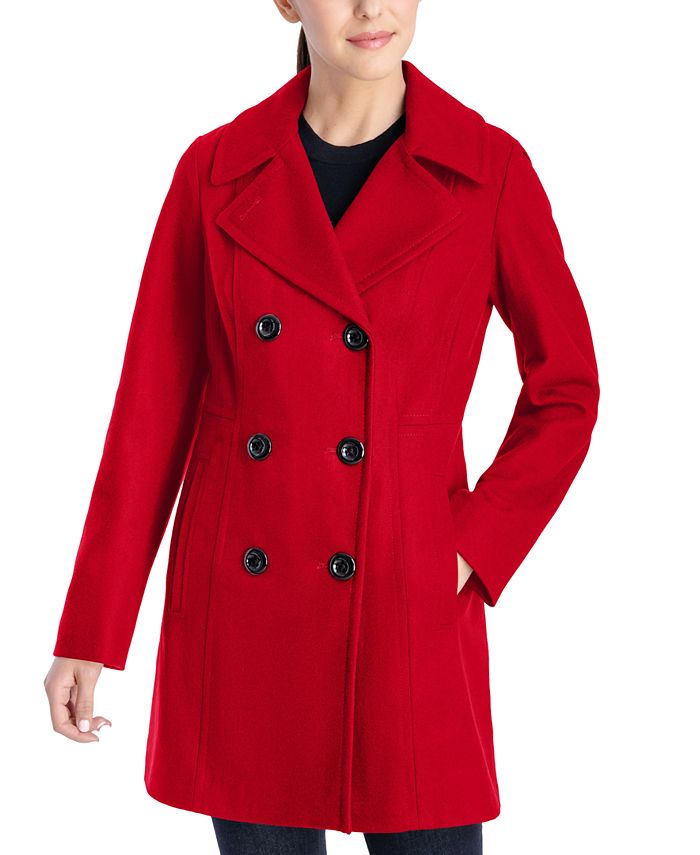 Women's Double-Breasted Peacoat, Created For Macy's Anne Klein Women's Double-Breasted Peacoat, Created For Macy's -CeCe cloth-shop