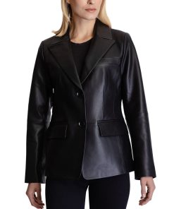 Anne Klein Women's Leather Blazer Coat